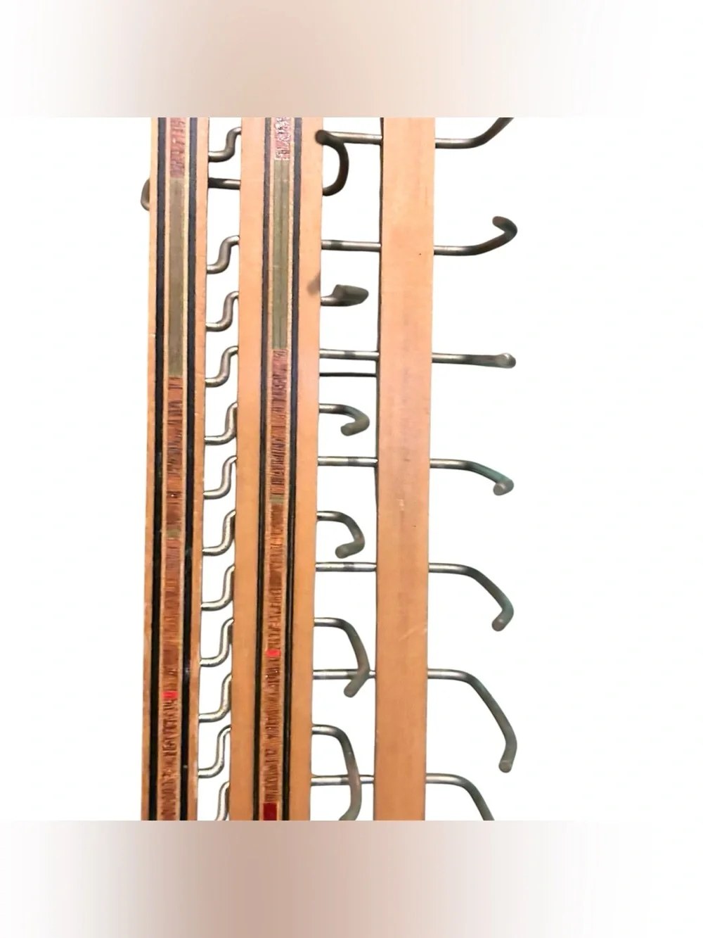 Vtg Tie Scarf Belt Necklaces Wall Mount Organizer Wood Brass 29 Hooks Adjustable